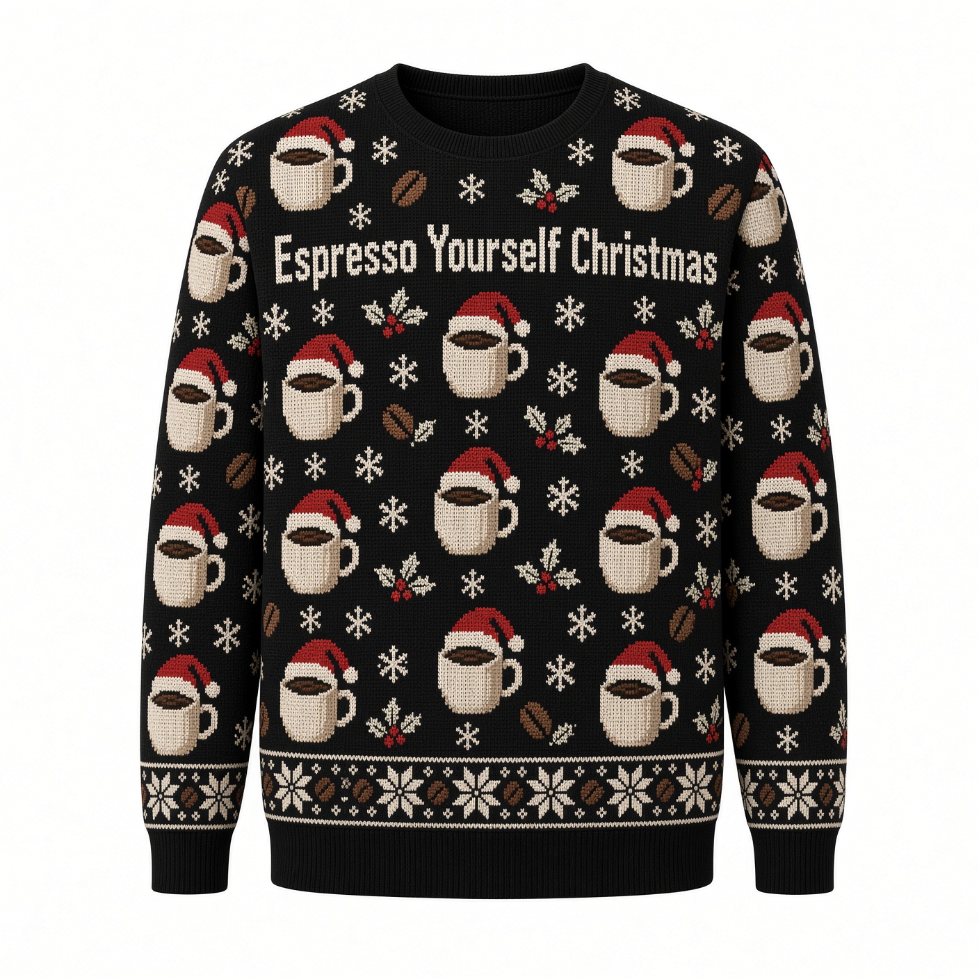 [popular-sweater:PX-04-02:front] Espresso Yourself Christmas Ugly Christmas Sweatshirt - Front view