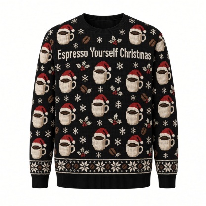 [popular-sweater:PX-04-02:front] Espresso Yourself Christmas Ugly Christmas Sweatshirt - Front view