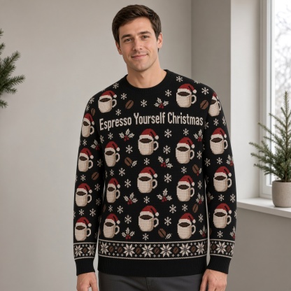 [popular-sweater:PX-04-02:male] Espresso Yourself Christmas Ugly Christmas Sweatshirt - Male view
