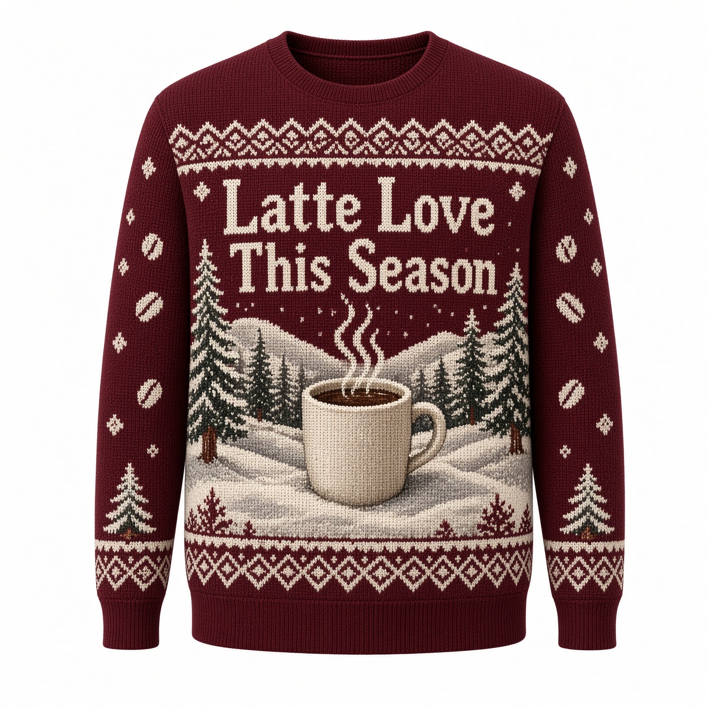 [popular-sweater:PX-04-04:front] Latte Love This Season Ugly Christmas Sweatshirt - Front view
