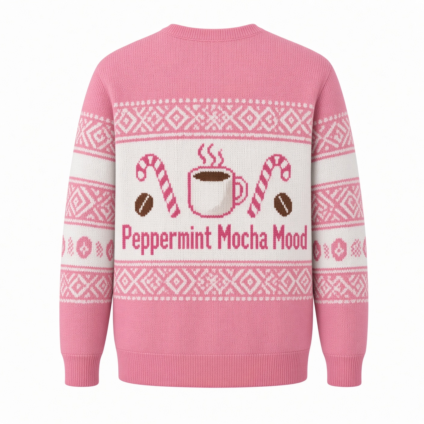 [popular-sweater:PX-04-06:back] Peppermint Mocha Mood Ugly Christmas Sweatshirt - Back view