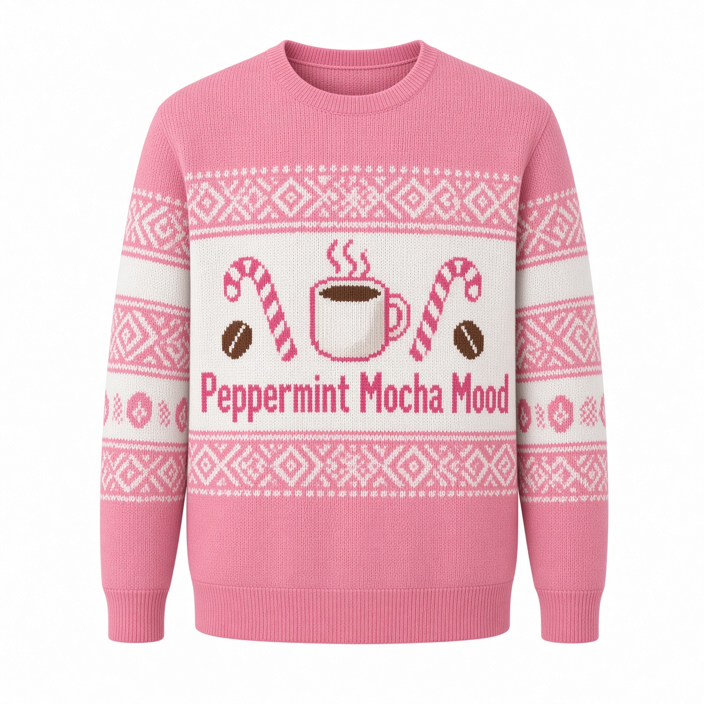 [popular-sweater:PX-04-06:front] Peppermint Mocha Mood Ugly Christmas Sweatshirt - Front view