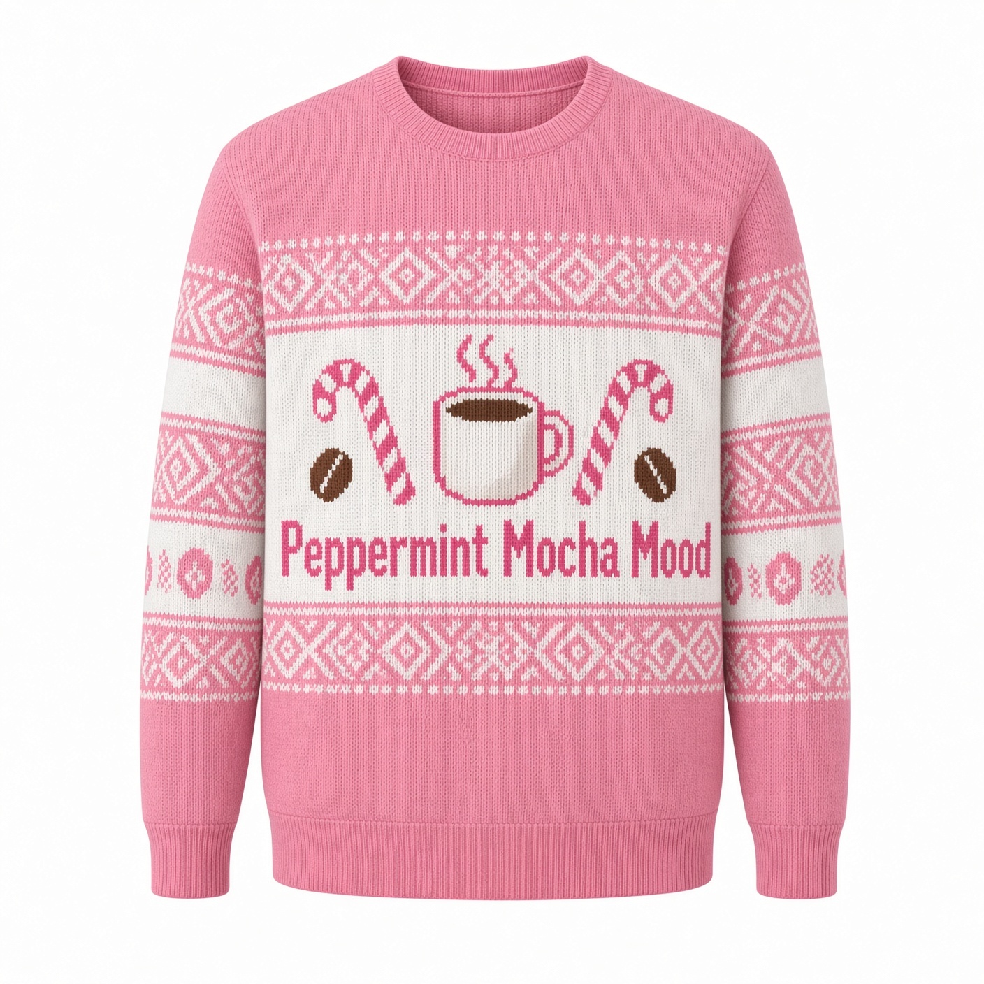 [popular-sweater:PX-04-06:front] Peppermint Mocha Mood Ugly Christmas Sweatshirt - Front view