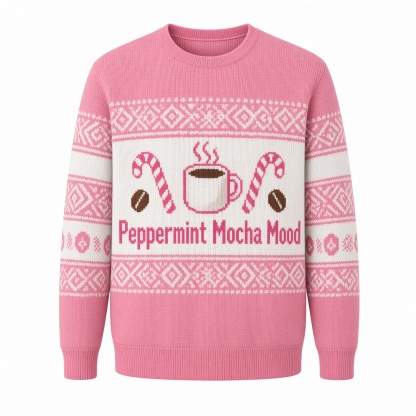 [popular-sweater:PX-04-06:front] Peppermint Mocha Mood Ugly Christmas Sweatshirt - Front view