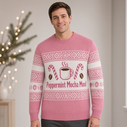 [popular-sweater:PX-04-06:male] Peppermint Mocha Mood Ugly Christmas Sweatshirt - Male view