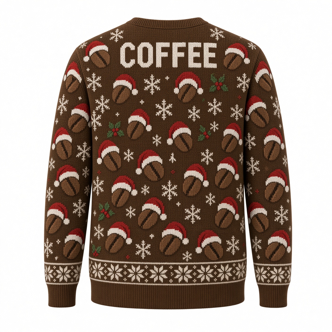[popular-sweater:PX-04-07:back] Bean There Sleighed That Coffee Ugly Christmas Sweatshirt - Back view
