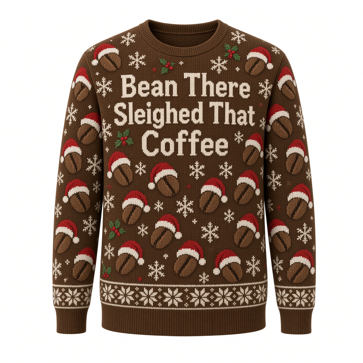 [popular-sweater:PX-04-07:front] Bean There Sleighed That Coffee Ugly Christmas Sweatshirt - Front view
