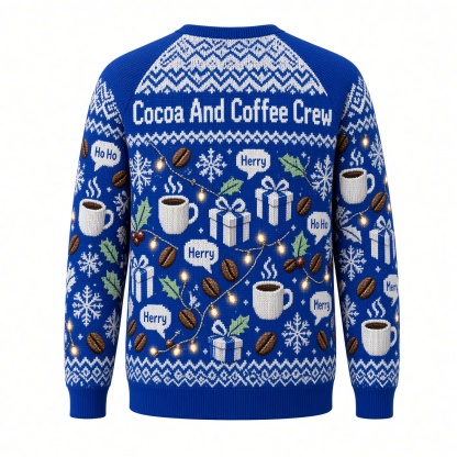 [popular-sweater:PX-04-08:back] Cocoa And Coffee Crew Ugly Christmas Sweatshirt - Back view