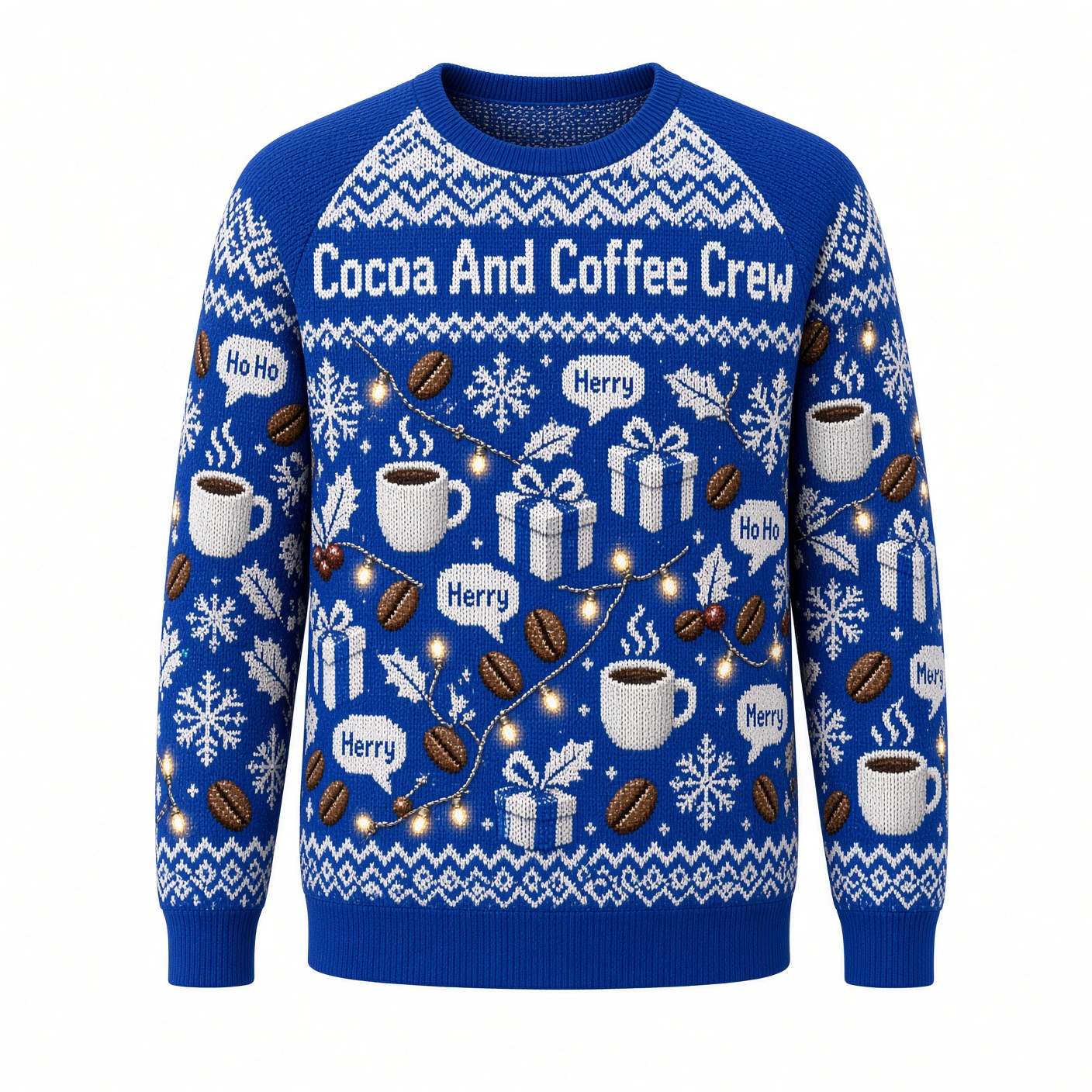 [popular-sweater:PX-04-08:front] Cocoa And Coffee Crew Ugly Christmas Sweatshirt - Front view