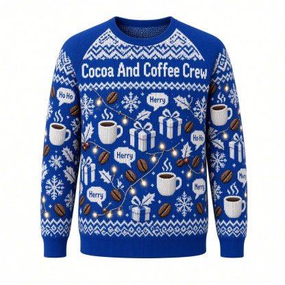 [popular-sweater:PX-04-08:front] Cocoa And Coffee Crew Ugly Christmas Sweatshirt - Front view