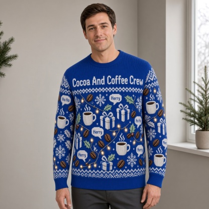 [popular-sweater:PX-04-08:male] Cocoa And Coffee Crew Ugly Christmas Sweatshirt - Male view