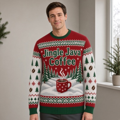 [popular-sweater:PX-04-09:male] Jingle Java Coffee Ugly Christmas Sweatshirt - Male view