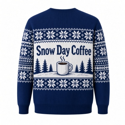 [popular-sweater:PX-04-11:back] Snow Day Coffee Ugly Christmas Sweatshirt - Back view