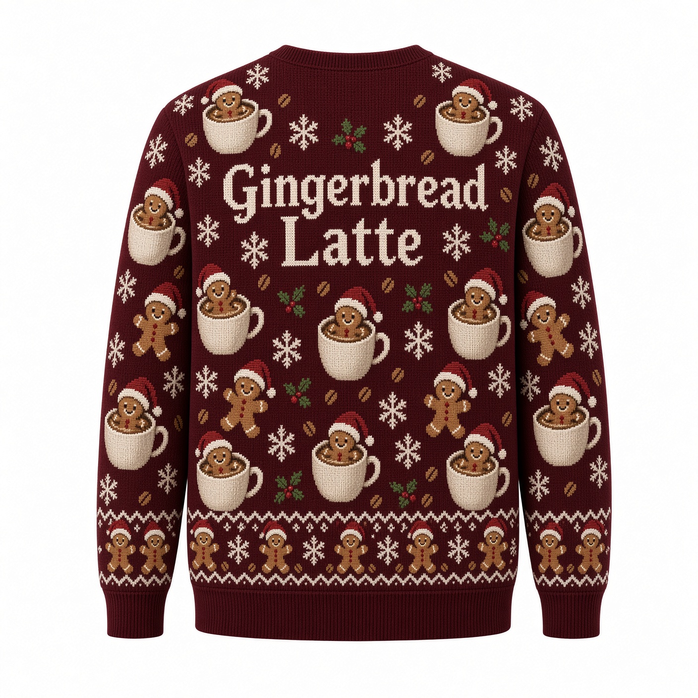 [popular-sweater:PX-04-12:back] Gingerbread Latte Lover Ugly Christmas Sweatshirt - Back view