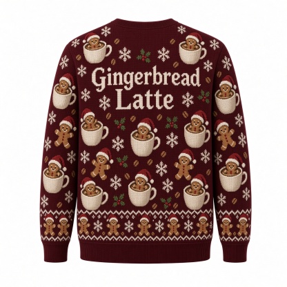 [popular-sweater:PX-04-12:back] Gingerbread Latte Lover Ugly Christmas Sweatshirt - Back view