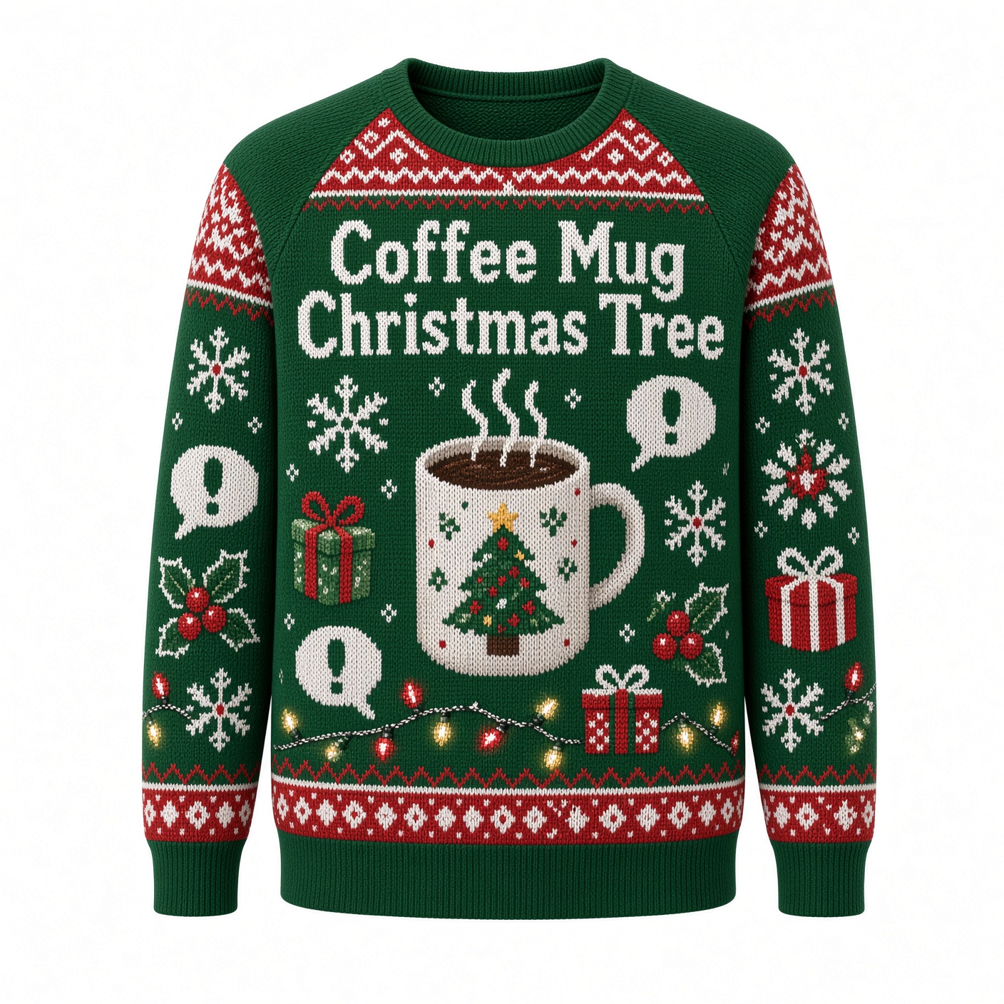 [popular-sweater:PX-04-13:front] Coffee Mug Christmas Tree Ugly Christmas Sweatshirt - Front view