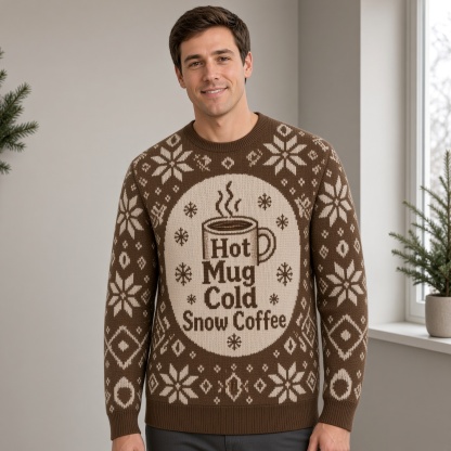 [popular-sweater:PX-04-15:male] Hot Mug Cold Snow Coffee Ugly Christmas Sweatshirt - Male view
