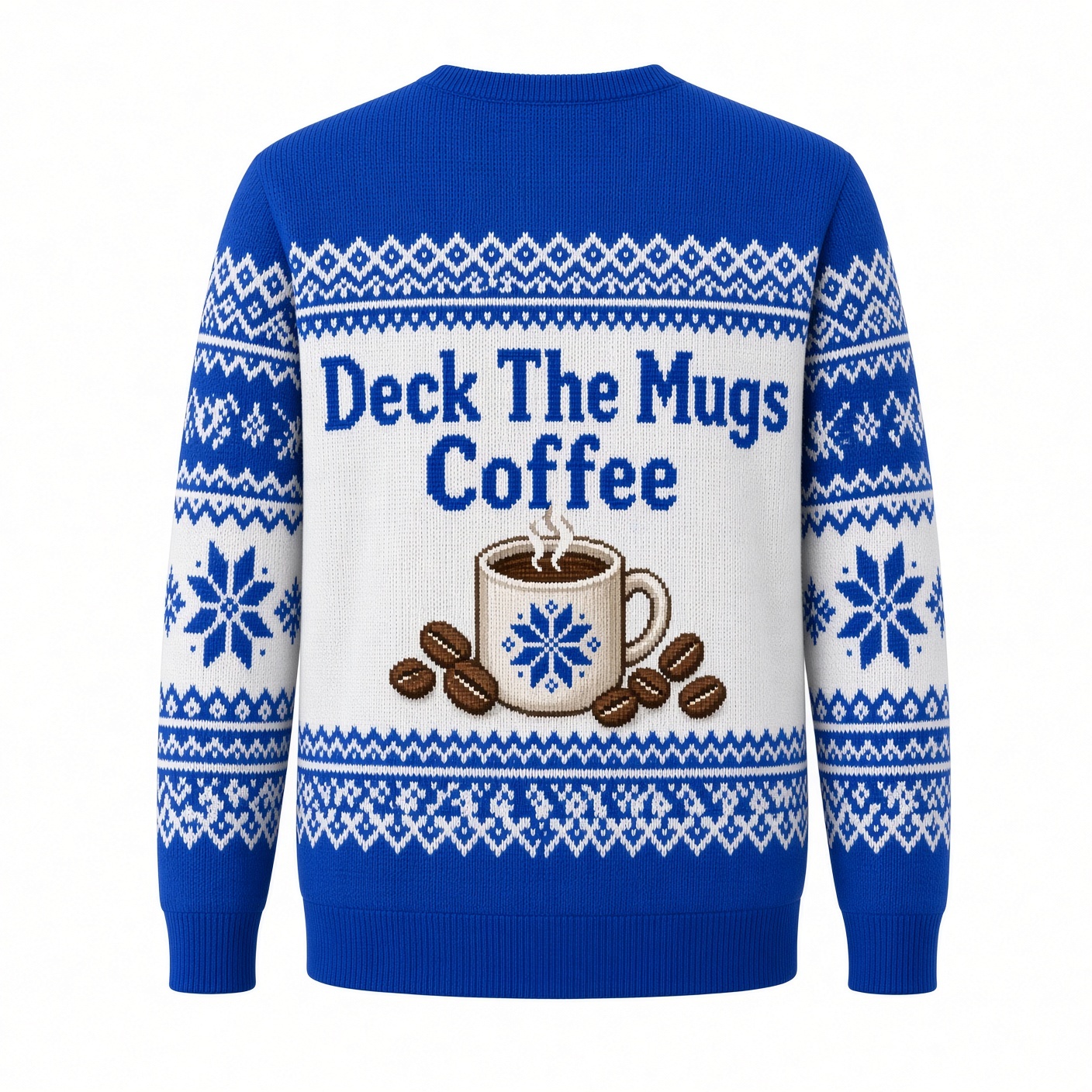 [popular-sweater:PX-04-16:back] Deck The Mugs Coffee Ugly Christmas Sweatshirt - Back view