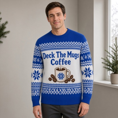 [popular-sweater:PX-04-16:male] Deck The Mugs Coffee Ugly Christmas Sweatshirt - Male view