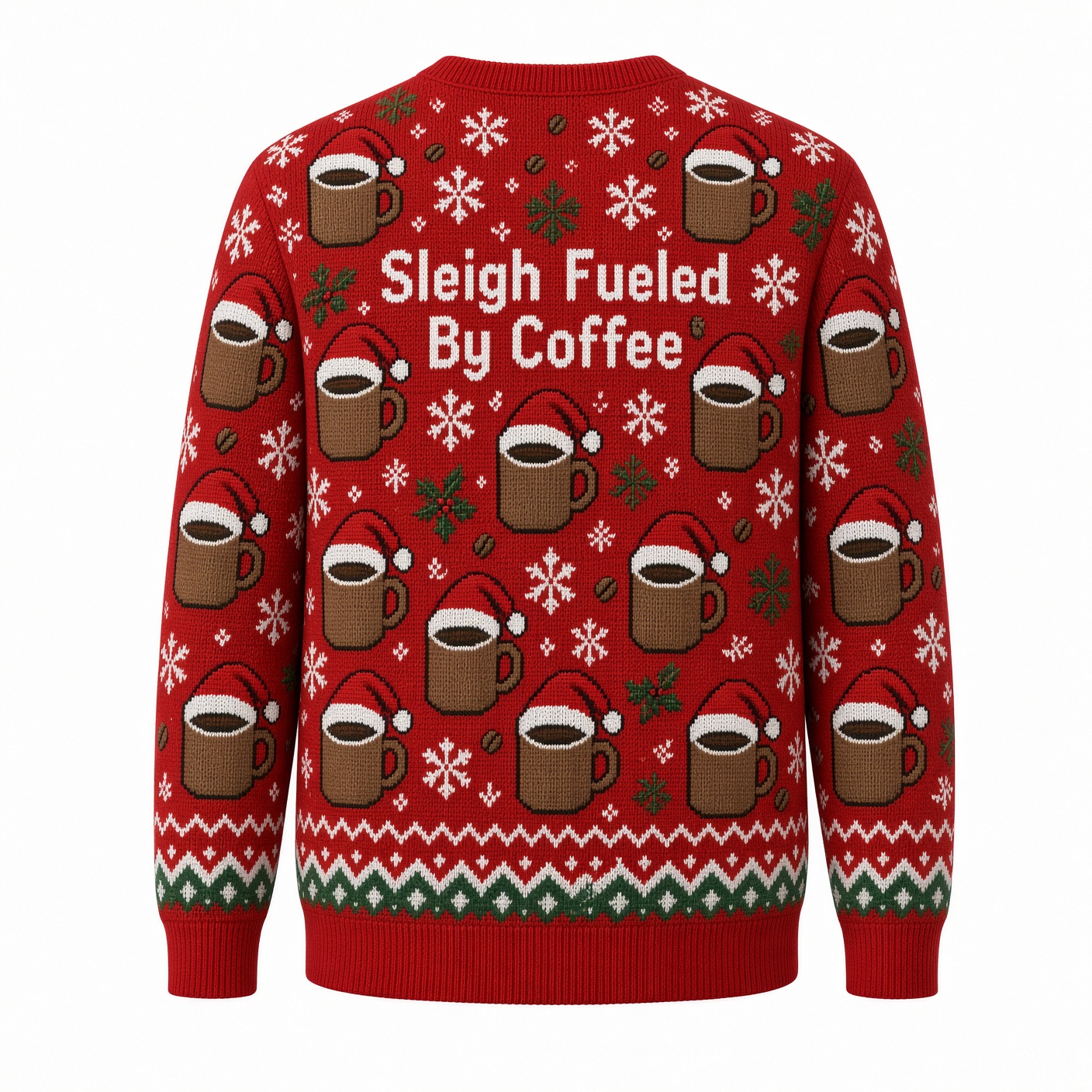 [popular-sweater:PX-04-17:back] Sleigh Fueled By Coffee Ugly Christmas Sweatshirt - Back view