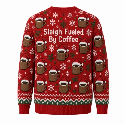 [popular-sweater:PX-04-17:back] Sleigh Fueled By Coffee Ugly Christmas Sweatshirt - Back view