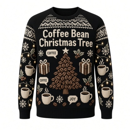 [popular-sweater:PX-04-18:front] Coffee Bean Christmas Tree Ugly Christmas Sweatshirt - Front view
