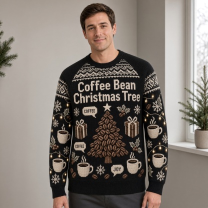 [popular-sweater:PX-04-18:male] Coffee Bean Christmas Tree Ugly Christmas Sweatshirt - Male view
