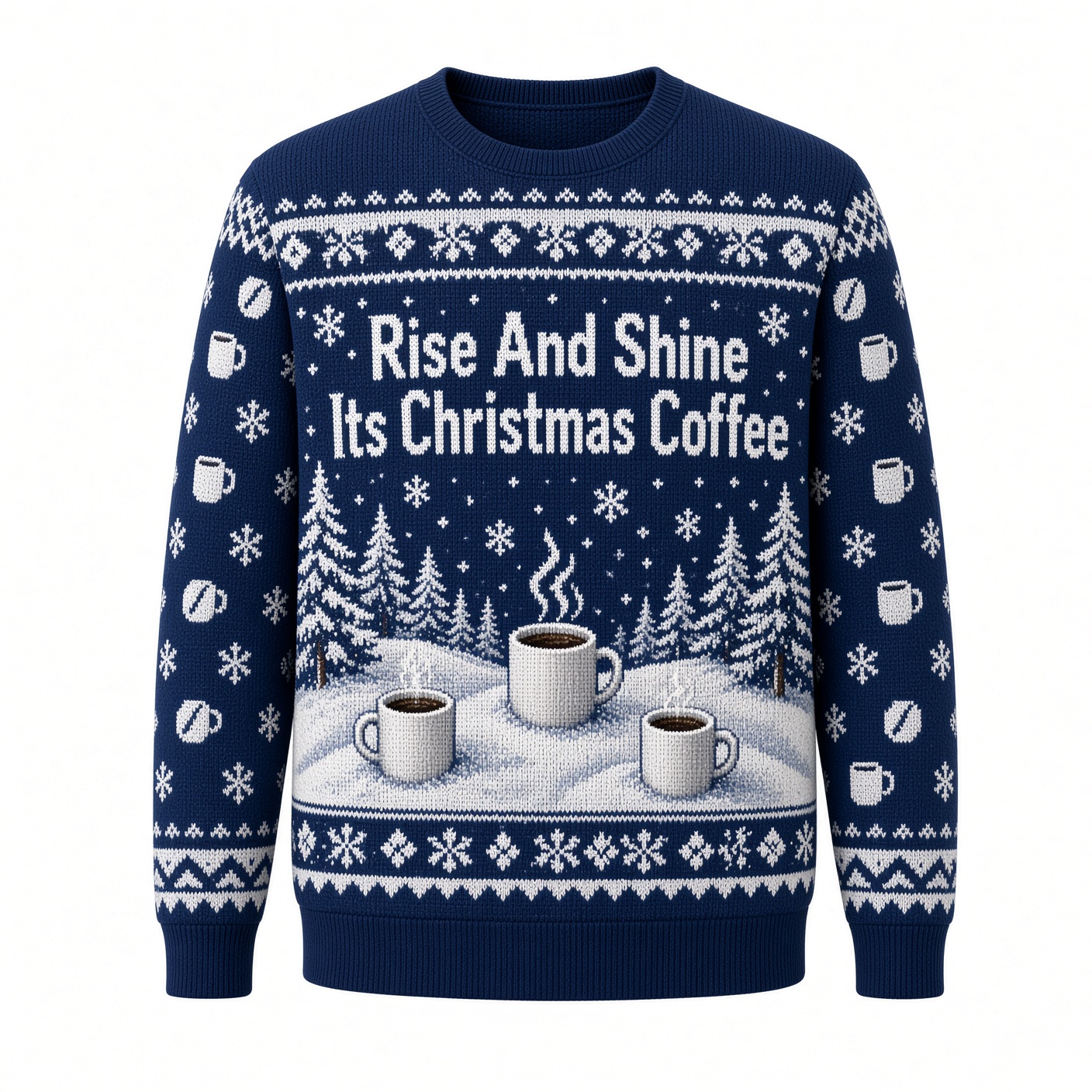 [popular-sweater:PX-04-19:front] Rise And Shine Its Christmas Coffee Ugly Christmas Sweatshirt - Front view
