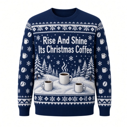 [popular-sweater:PX-04-19:front] Rise And Shine Its Christmas Coffee Ugly Christmas Sweatshirt - Front view