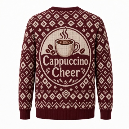 [popular-sweater:PX-04-20:back] Cappuccino Cheer Ugly Christmas Sweatshirt - Back view