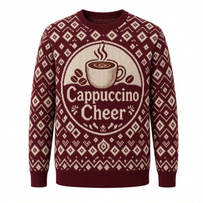 [popular-sweater:PX-04-20:front] Cappuccino Cheer Ugly Christmas Sweatshirt - Front view