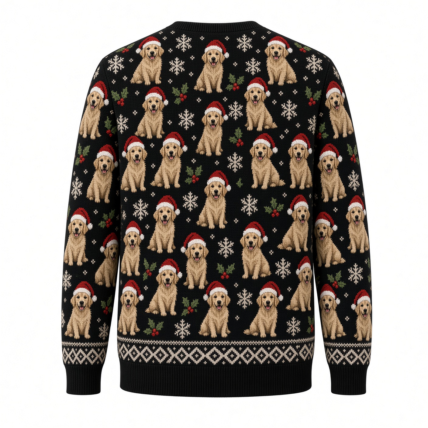 [popular-sweater:PX-05-02:back] Golden Christmas Golden Retriever Ugly Christmas Sweatshirt - Back view