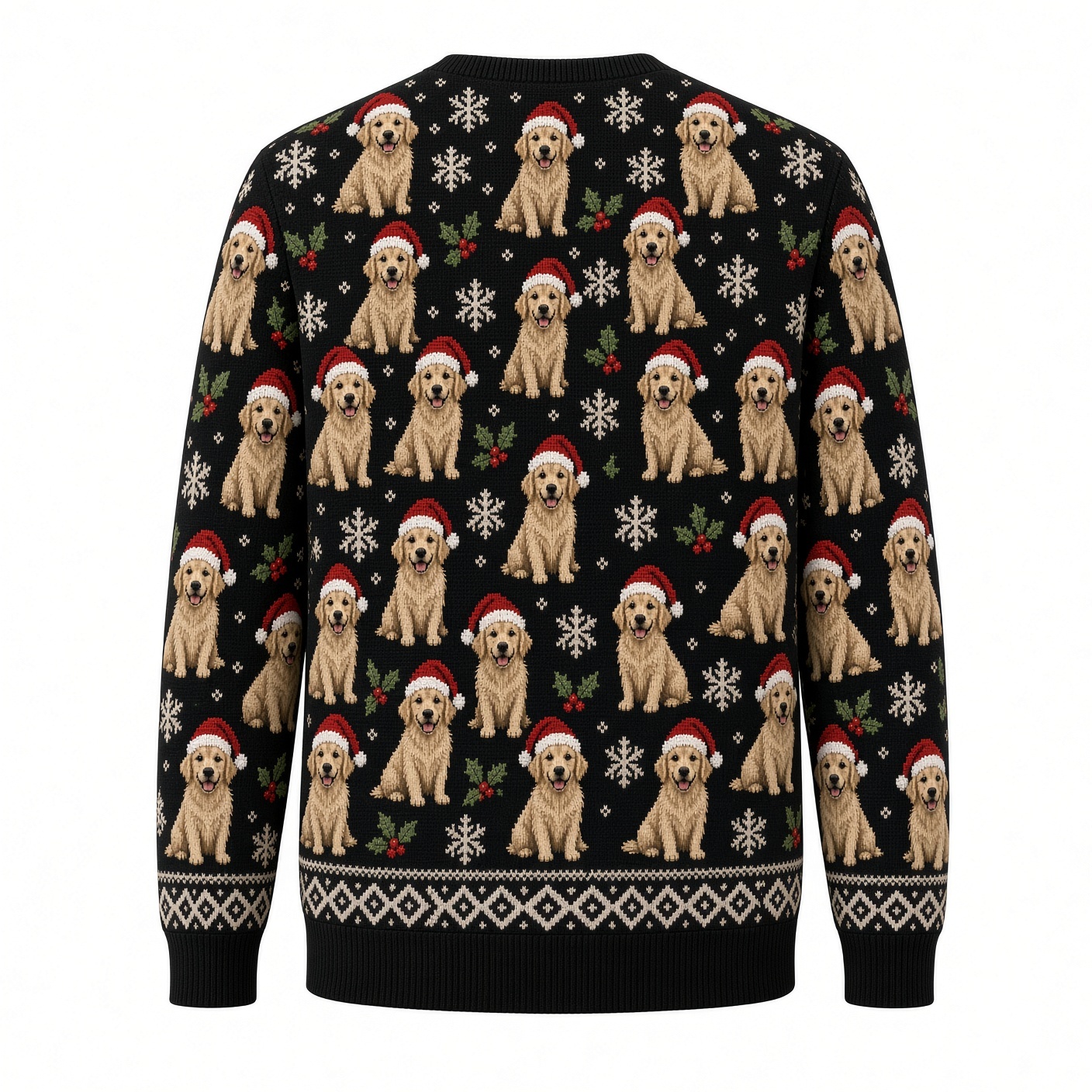 [popular-sweater:PX-05-02:back] Golden Christmas Golden Retriever Ugly Christmas Sweatshirt - Back view