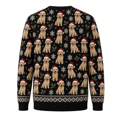 [popular-sweater:PX-05-02:back] Golden Christmas Golden Retriever Ugly Christmas Sweatshirt - Back view