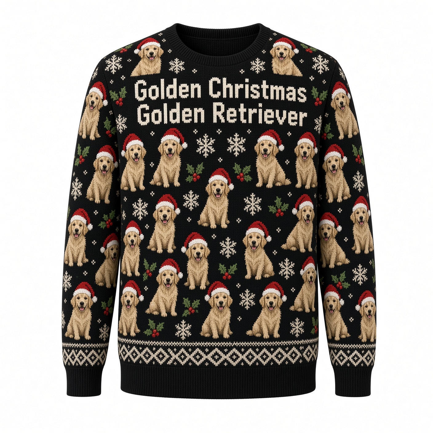 [popular-sweater:PX-05-02:front] Golden Christmas Golden Retriever Ugly Christmas Sweatshirt - Front view