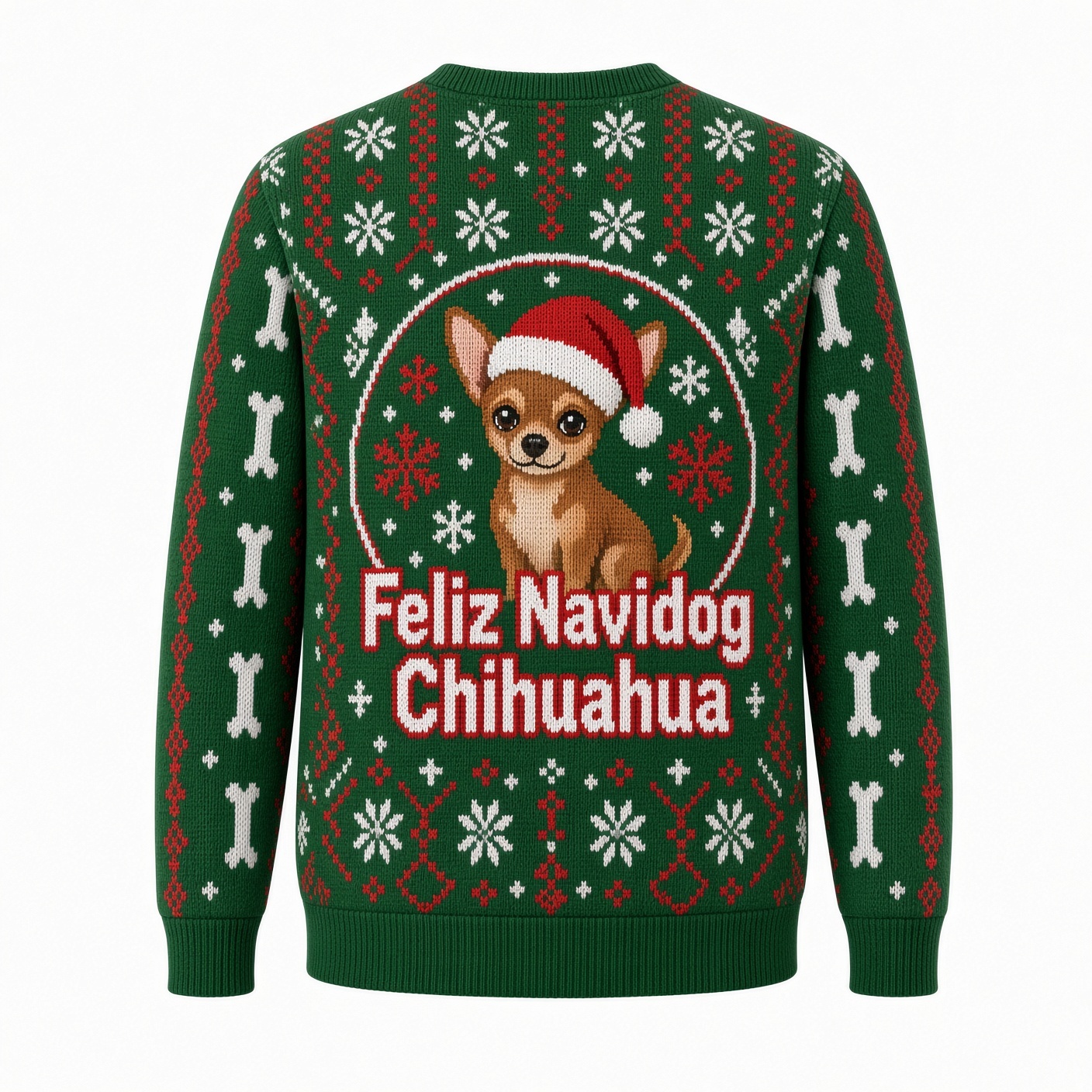 [popular-sweater:PX-05-05:back] Feliz Navidog Chihuahua Ugly Christmas Sweatshirt - Back view