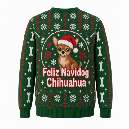 [popular-sweater:PX-05-05:back] Feliz Navidog Chihuahua Ugly Christmas Sweatshirt - Back view