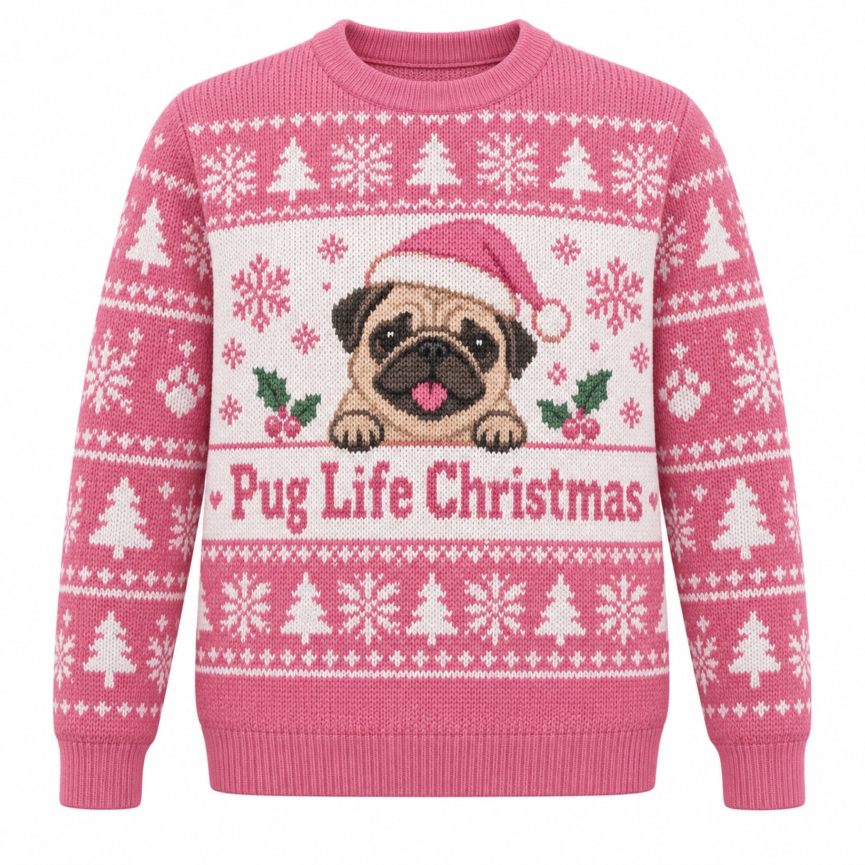 [popular-sweater:PX-05-06:front] Pug Life Christmas Ugly Christmas Sweatshirt - Front view