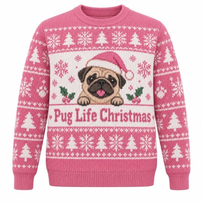 [popular-sweater:PX-05-06:front] Pug Life Christmas Ugly Christmas Sweatshirt - Front view