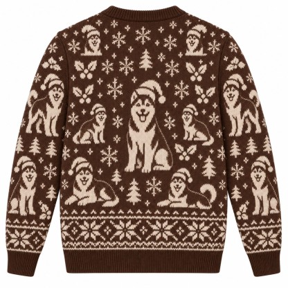 [popular-sweater:PX-05-07:back] Husky Holidays Ugly Christmas Sweatshirt - Back view