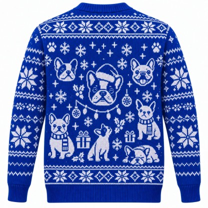[popular-sweater:PX-05-08:back] Frenchie Noel French Bulldog Ugly Christmas Sweatshirt - Back view