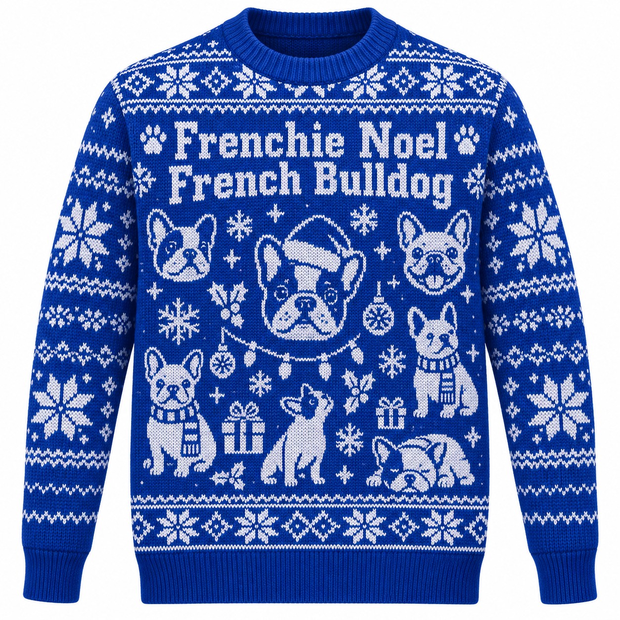 [popular-sweater:PX-05-08:front] Frenchie Noel French Bulldog Ugly Christmas Sweatshirt - Front view