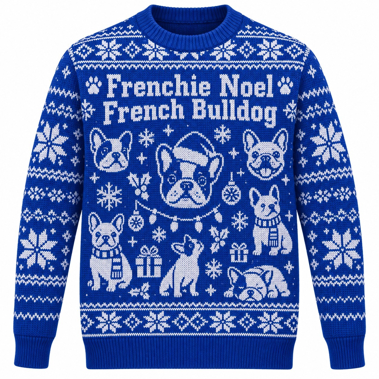 [popular-sweater:PX-05-08:front] Frenchie Noel French Bulldog Ugly Christmas Sweatshirt - Front view