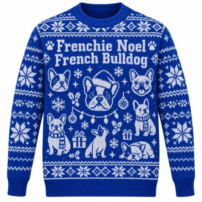 [popular-sweater:PX-05-08:front] Frenchie Noel French Bulldog Ugly Christmas Sweatshirt - Front view