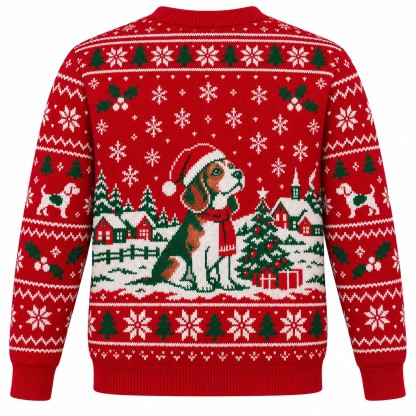 [popular-sweater:PX-05-09:back] Bark The Herald Beagle Ugly Christmas Sweatshirt - Back view
