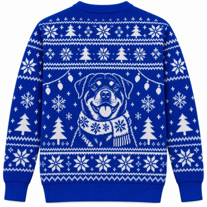 [popular-sweater:PX-05-16:back] Rottie Ready Rottweiler Christmas Ugly Christmas Sweatshirt - Back view