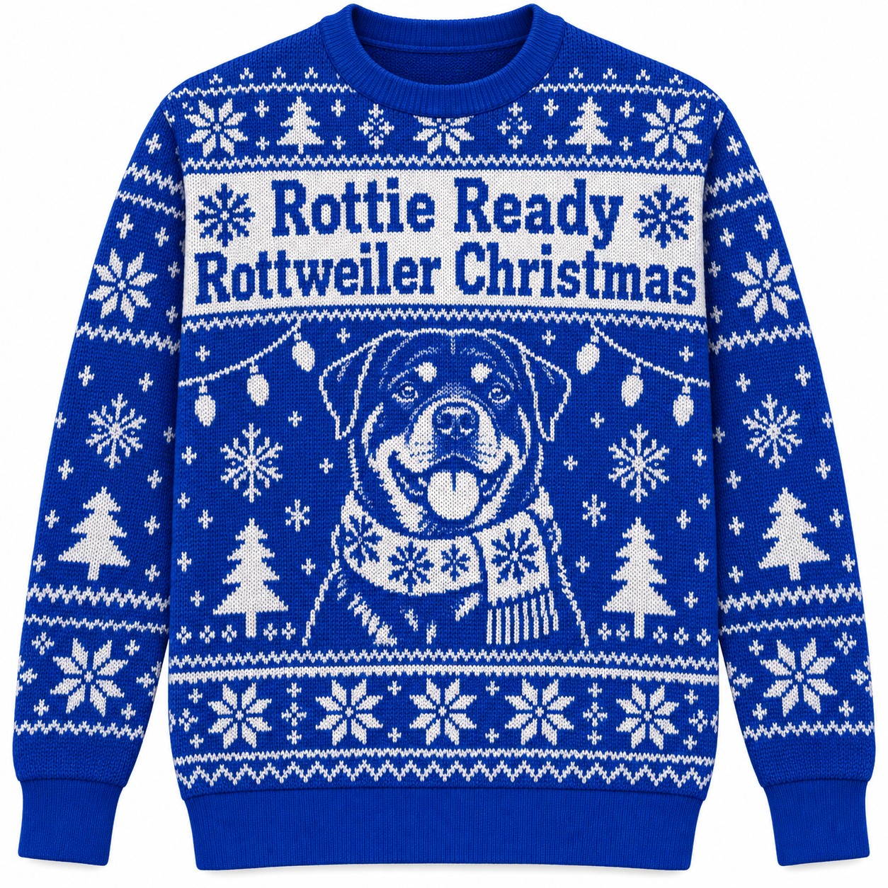 [popular-sweater:PX-05-16:front] Rottie Ready Rottweiler Christmas Ugly Christmas Sweatshirt - Front view