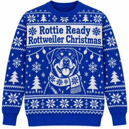 [popular-sweater:PX-05-16:front] Rottie Ready Rottweiler Christmas Ugly Christmas Sweatshirt - Front view