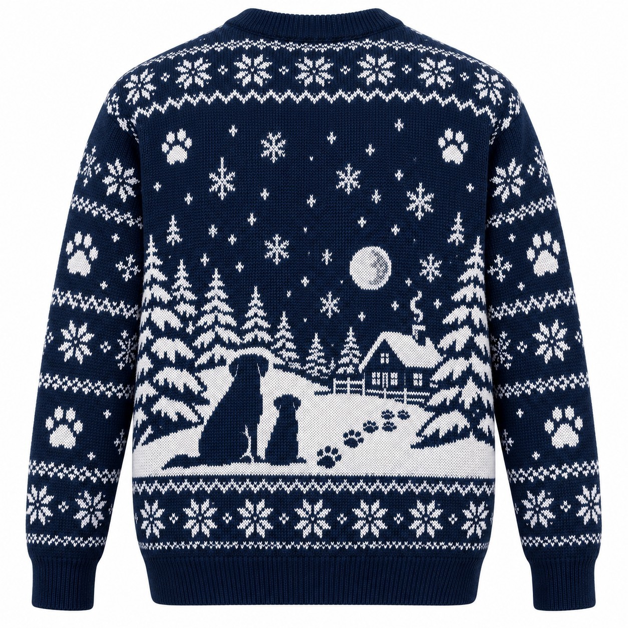 [popular-sweater:PX-05-19:back] Dog Mom Christmas Paw Prints Ugly Christmas Sweatshirt - Back view