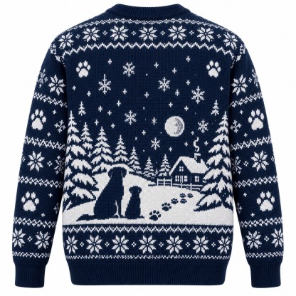 [popular-sweater:PX-05-19:back] Dog Mom Christmas Paw Prints Ugly Christmas Sweatshirt - Back view